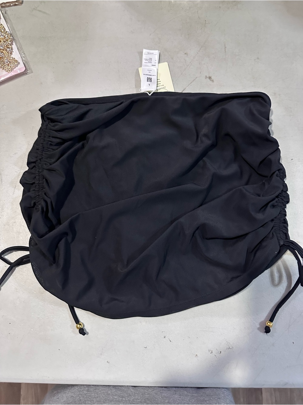 Cupshe Black womens/juniors Ruched Side Swim Skirt with built in bottoms